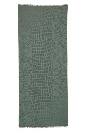 Women's Max Mara Crocodile Print Wool & Modal Scarf, Size - Green