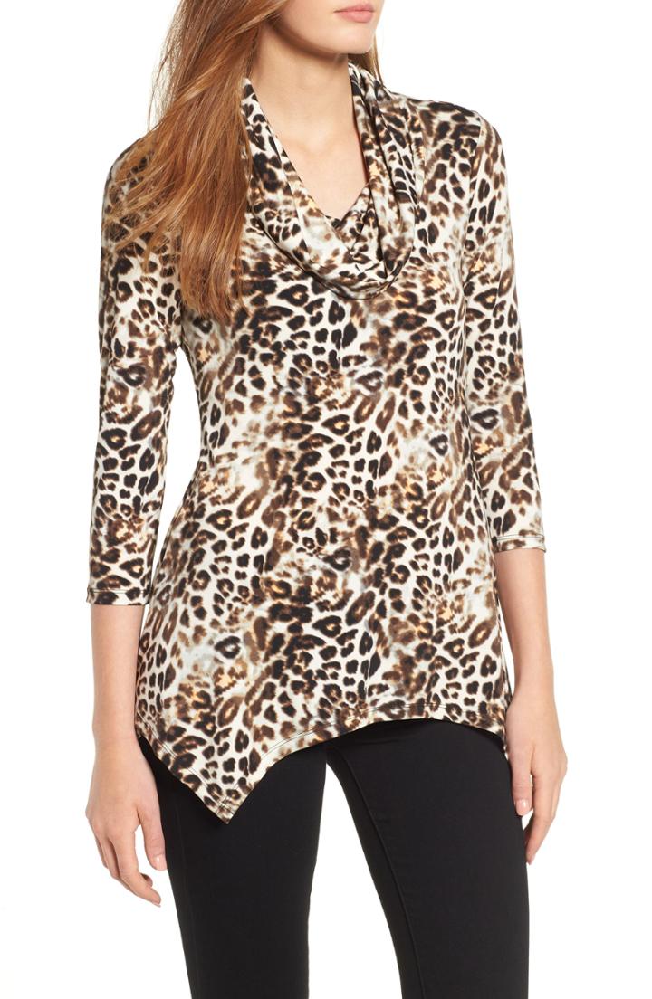 Women's Chaus Cowl Neck Leopard Top