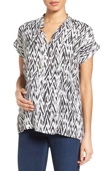 Women's Loyal Hana 'carrie' Print Maternity/nursing Tee - Black