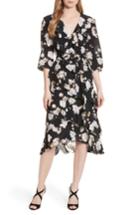 Women's Alice + Olivia Tie Waist Ruffle Midi Dress - Black
