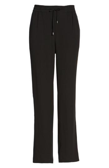 Petite Women's Eileen Fisher Silk Crepe Ankle Pants, Size P - Black
