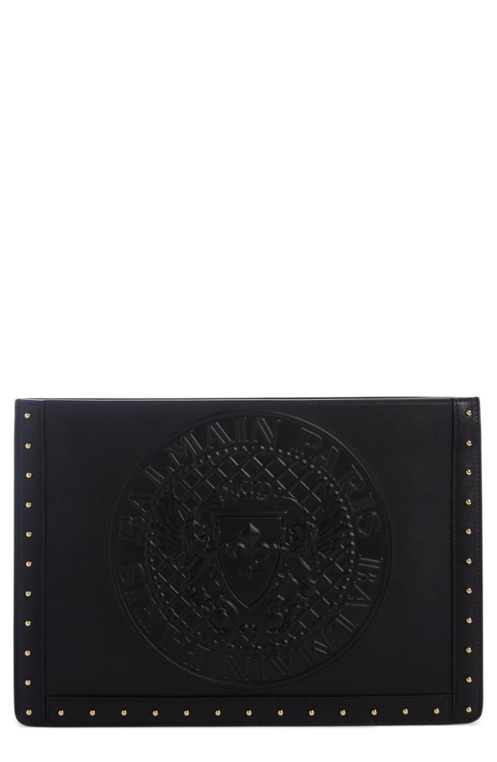 Balmain Mini Domaine Embossed Coin Calfskin Bag -