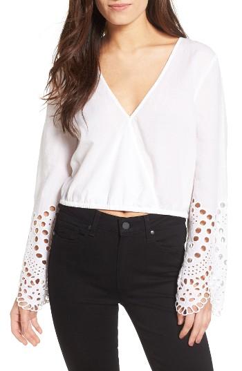 Women's Bardot Daydreamer Embroidered Cotton Crop Top - White