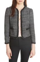 Women's Rebecca Taylor Ruffle Trim Tweed Jacket - Black