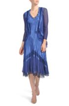 Women's Komarov Embellished Lace Trim Dress With Jacket - Blue