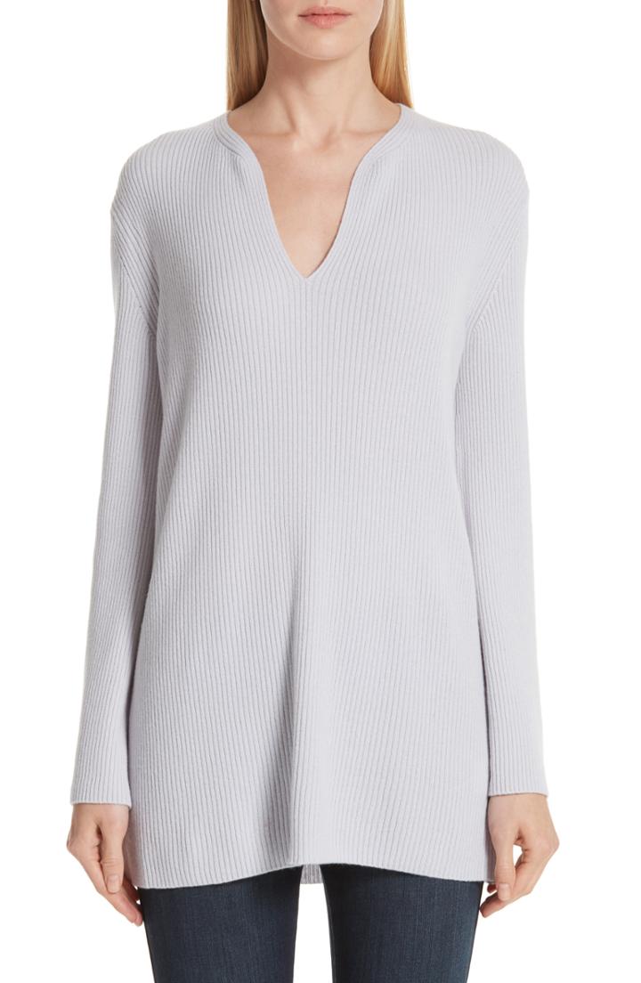 Women's Lafayette 148 New York Rib Cashmere Tunic Sweater