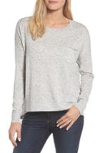 Women's Caslon Pleat Back High/low Crewneck Sweater - Grey