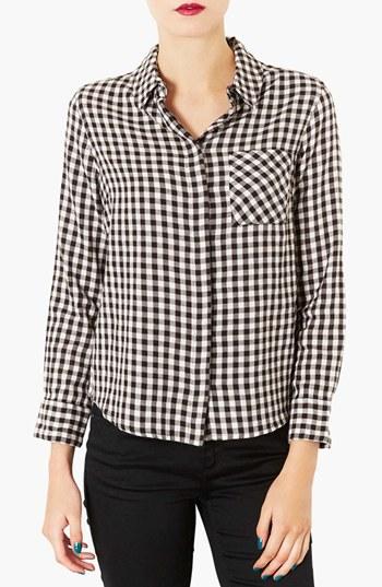 Topshop 'teddy' Gingham Pattern Shirt