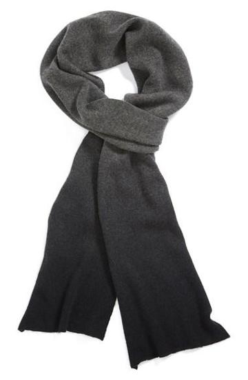 Vince Dip Dye Wool & Cashmere Scarf Dark Grey/ Black Ombre