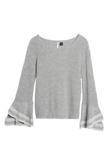 Women's Love By Design Double Ruffle Sleeve Pullover - Grey