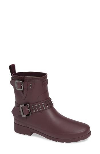 Women's Hunter Refined Stud Waterproof Biker Boot M - Red