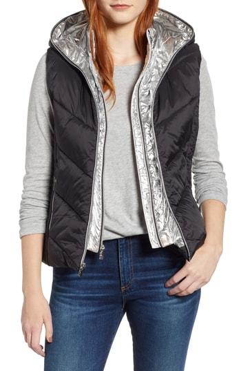 Women's Marc New York Hooded Puffer Vest - Black