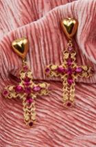 Women's Frasier Sterling Crystal Cross Drop Earrings