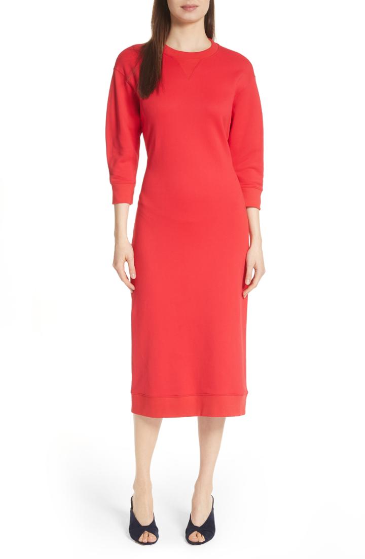 Women's Tibi Open Back Sweatshirt Dress - Red