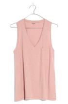 Women's Madewell Whisper Cotton V-neck Tank, Size - Pink
