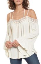 Women's Sun & Shadow Crochet Trim Off The Shoulder Top
