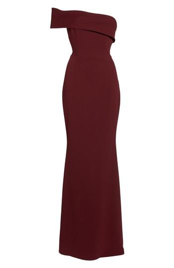 Women's Katie May One-shoulder Cutout Crepe Gown - Burgundy
