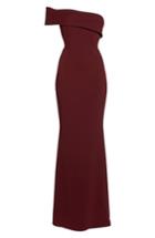 Women's Katie May One-shoulder Cutout Crepe Gown - Burgundy