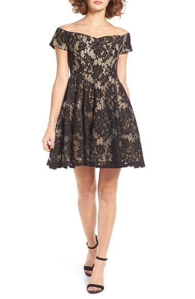 Women's Soprano Lace Off The Shoulder Fit & Flare Dress