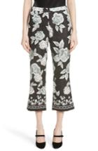 Women's St. John Collection Textured Floral Print Capri Pants - Black
