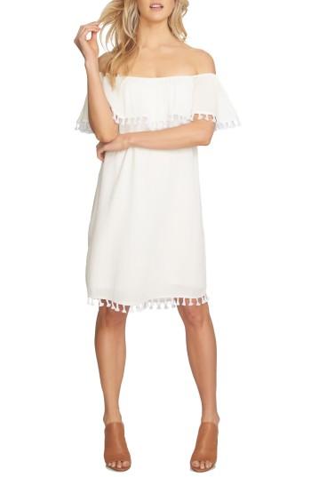 Women's 1.state Pompom Off The Shoulder Shift Dress