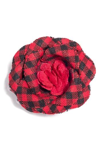 Men's Hook + Albert Poplin Check Lapel Flower