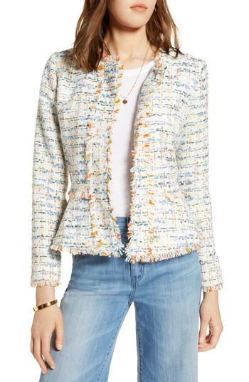 Women's Halogen Tweed Peplum Jacket - Ivory