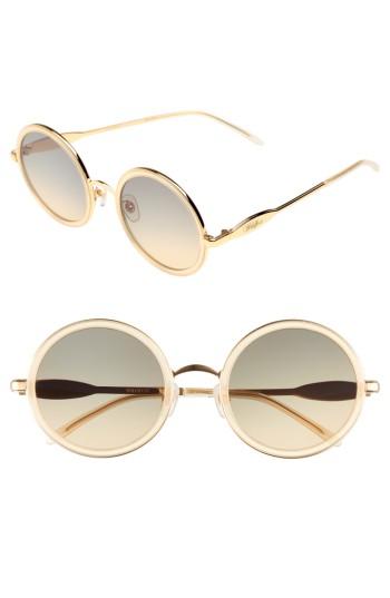 Women's Wildfox Ryder Zero 49mm Flat Round Sunglasses - Gold Pearl