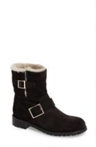 Women's Jimmy Choo Genuine Shearling Moto Boot Us / 35eu - Black