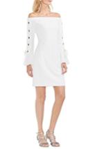 Women's Vince Camuto Lace-up Sleeve Off The Shoulder Ponte Dress, Size - White