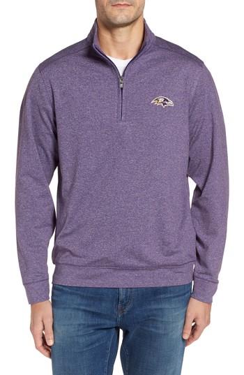 Men's Cutter & Buck Shoreline - Baltimore Ravens Half Zip Pullover - Purple