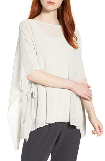 Women's Eileen Fisher Organic Linen Blend Poncho, Size - Ivory