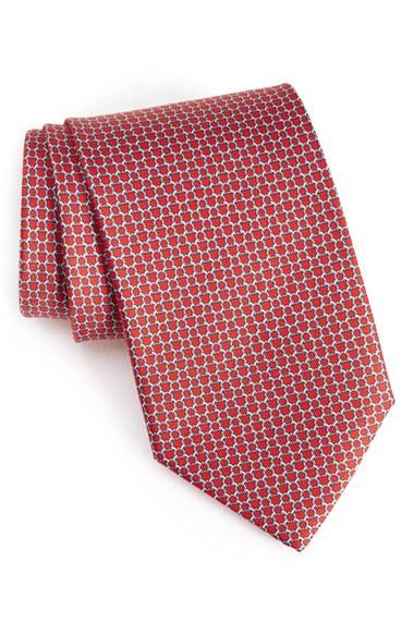 Men's Salvatore Ferragamo Geometric Silk Tie, Size - Red