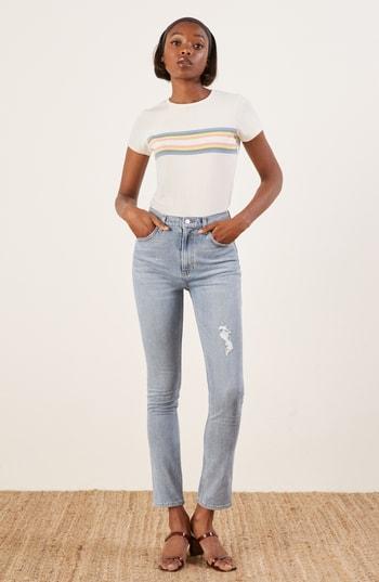 Women's Reformation Hepburn High & Skinny Jeans - Blue
