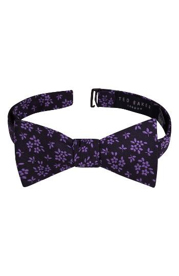 Men's Ted Baker London Mauby Floral Silk Bow Tie, Size - Purple