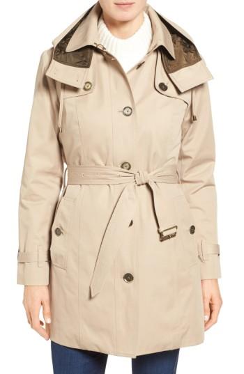 Petite Women's London Fog Single Breasted Trench Coat P - Beige