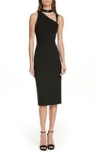 Women's Alice + Olivia Jona Leather Trim Sheath Dress - Black