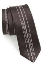 Men's Alexander Mcqueen Silk Skinny Tie, Size - Black