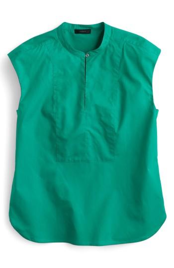 Women's J.crew Cotton Poplin Cap Sleeve Top, Size - Green