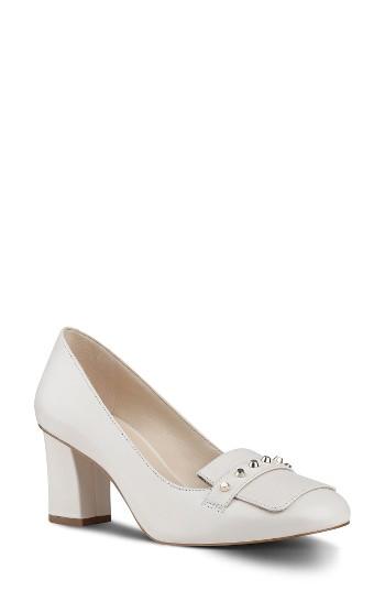 Women's Nine West Ulyssah Block Heel Pump M - White