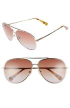 Women's Longchamp 61mm Gradient Lens Aviator Sunglasses - Gold/ Rose