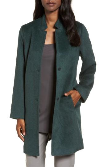 Women's Eileen Fisher Alpaca Blend Coat, Size - Green