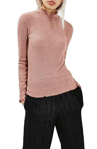 Women's Topshop Lettuce Edge Turtleneck