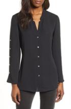 Women's Nic+zoe Button Sleeve Top - Black