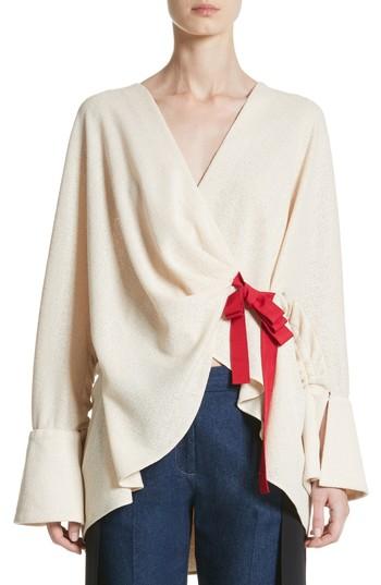 Women's Hellessy Datura Belted Cinch Back Wrap Top - Ivory