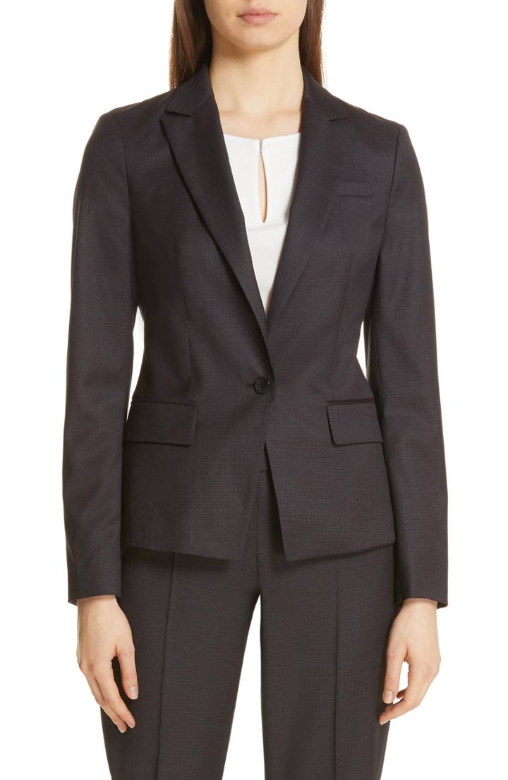 Women's Boss Jalissa Pepita Wool Suit Jacket - Blue
