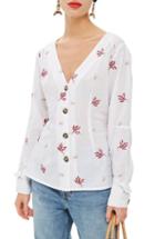 Women's Topshop Embroidered Button Down Blouse