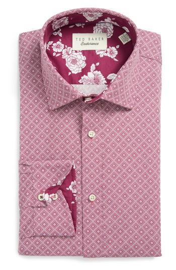 Men's Ted Baker London Endurance Trim Fit Dress Shirt 34/35 - Pink