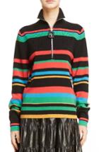 Women's J.w.anderson Stripe Half Zip Merino Wool Sweater - Black