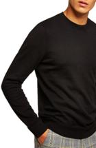 Men's Topman Classic Crewneck Sweater, Size - Black